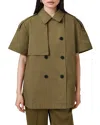 Allsaints Womens Flow Short-sleeved Cotton Jacket Fir Green In Fir Green