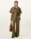 Allsaints Womens Flow Short-sleeved Cotton Jacket Fir Green In Fir Green