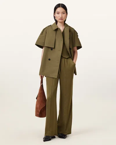 Allsaints Flow Short Sleeve Trench Jacket In Fir Green
