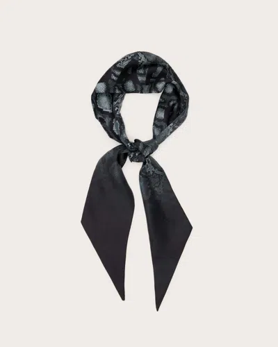 Allsaints Flow Snake Print Logo Headscarf In Slate Grey