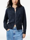 Allsaints Rebel Zip Up Cashmere Cardigan In Blue