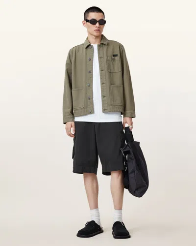 Allsaints Flynn Cargo Shorts In Koto Black