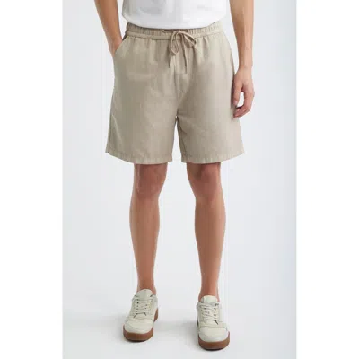 Allsaints Folgate Cotton & Linen Twill Shorts In Green