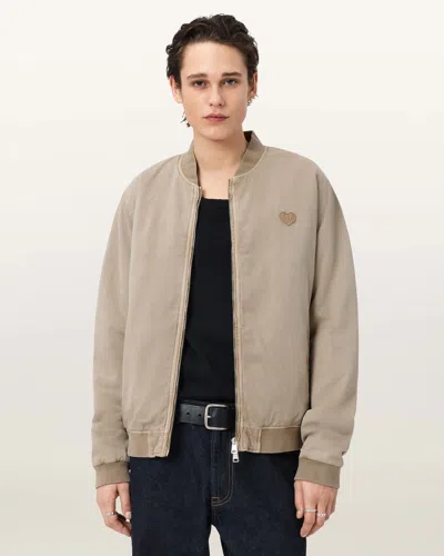 Allsaints Forres Cotton Bomber Jacket In Brown