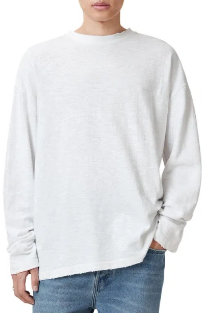Allsaints Foster Long Sleeve Cotton Crewneck T-shirt In Chalk White
