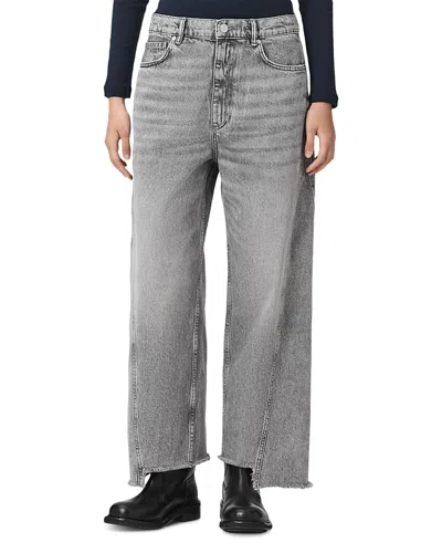 Allsaints Fox Mid Rise Step Hem Jeans In Washed Grey