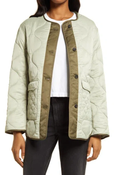 Allsaints Foxi Quilted Liner Jacket In Green