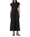 Allsaints Womens Black Frankie Short-sleeve Cotton Maxi Dress In Black