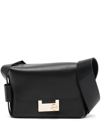 Allsaints Frankie Logo-embossed Leather Cross-body Bag In Black