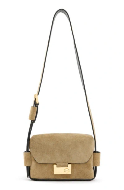 Allsaints Frankie Suede Crossbody Belt Bag In Sugar Hero Brown