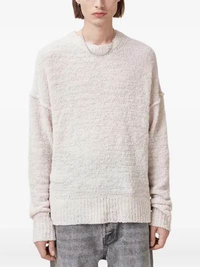 Allsaints Frayed-detail Jumper In Neutral