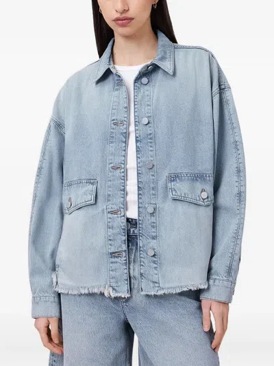 Allsaints Frayed-hem Denim Jacket In Blue