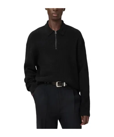 Allsaints Frayed-edge Single-breasted Blazer In Black