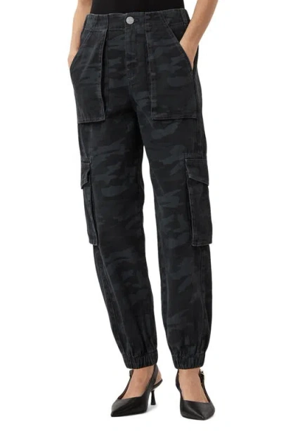 Allsaints Freda Camo Denim Cargo Joggers In Black