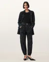 Allsaints Womens Camo Ink Blue Fredia Camo-print High-rise Denim Trousers In Black