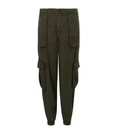 Allsaints Womens Khaki Green Freda Tapered-leg High-rise Woven Trousers