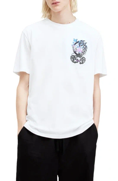 Allsaints Freed Oversize Graphic T-shirt In Optic White