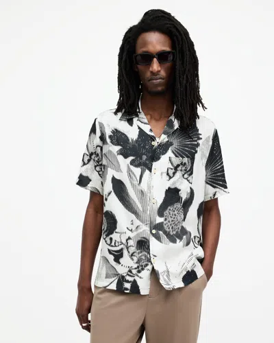 Allsaints Frequency Printed Relaxed Fit Shirt In Off White
