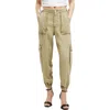 Allsaints Frieda Twill Cargo Joggers In Deep Olive Green