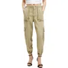Allsaints Frieda Twill Cargo Joggers In Deep Olive Green