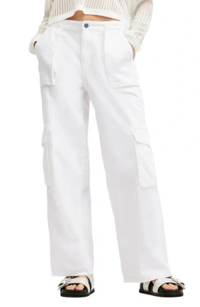 Allsaints Frieda Straight Cargo Trousers In Off White