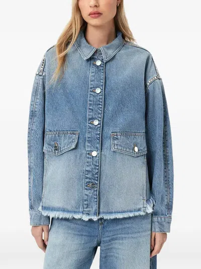 Allsaints Hettie Studded Vintage Wash Denim Jacket In Blue