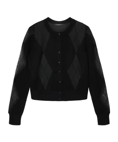 Allsaints Front Button Cardigan In Black