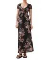 Allsaints Womens Adena Black Gabby Graphic-print Mesh-woven Maxi Dress In Adena Black