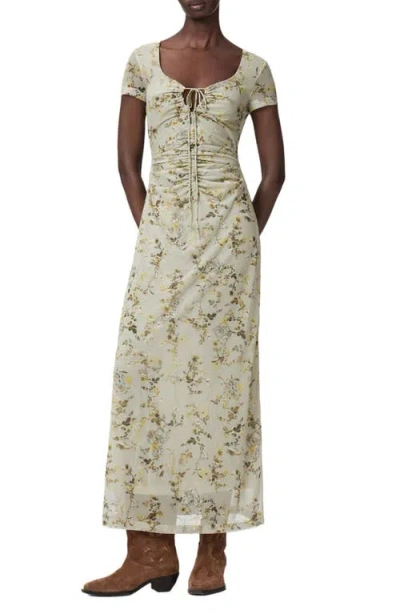 Allsaints Gabby Floral Print Mesh Maxi Dress In Multi