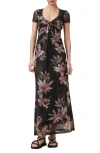 Allsaints Womens Adena Black Gabby Graphic-print Mesh-woven Maxi Dress In Adena Black