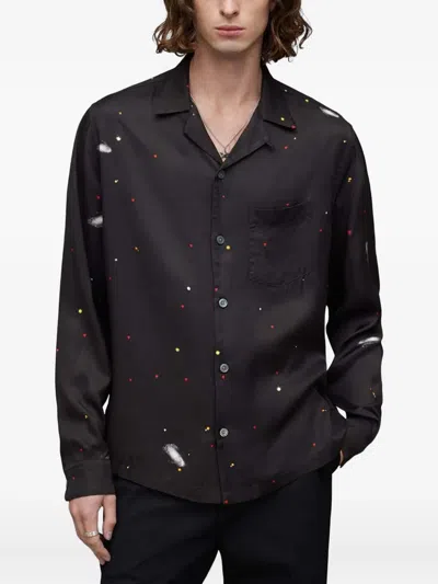 Allsaints Galaxy Space-print Shirt In Black
