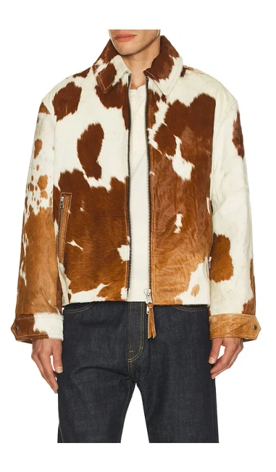 Allsaints Garrison Oversized Cow Print Jacket In Multi