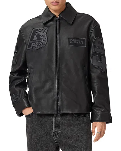 Allsaints Garrison Patch Leather Jacket In Black