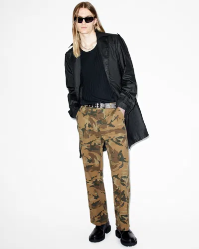 Allsaints Gaspar Camouflage Relaxed Fit Pants In Camo Brown