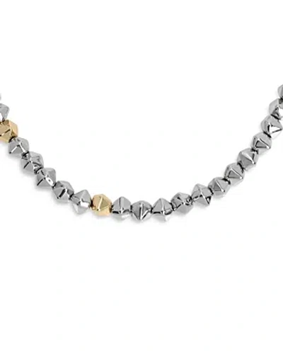Allsaints Geometric Beaded Necklace, 16 In Silver/gold