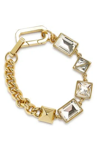 Allsaints Geometric Crystal Bracelet In Gold