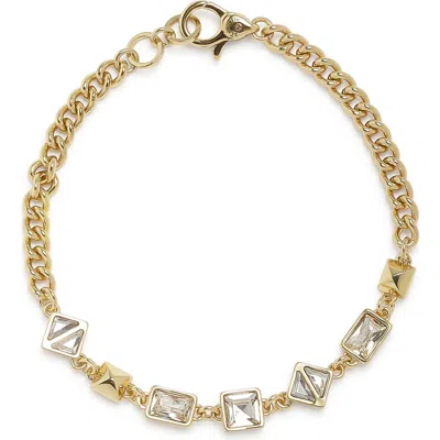 Allsaints Geometric Crystal Bracelet In Orange