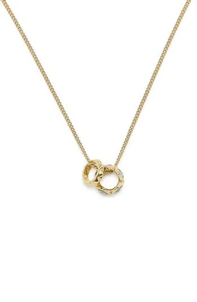 Allsaints Geometric Crystal Charm Pendant Necklace In Gold