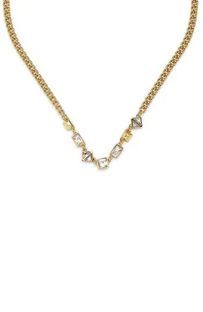 Allsaints Geometric Crystal Frontal Necklace In Pattern