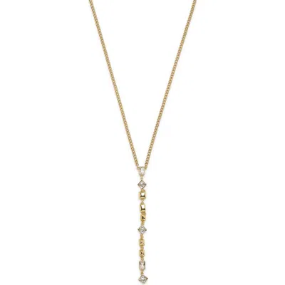 Allsaints Geometric Crystal Y-necklace In Gold