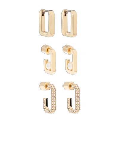 Allsaints Geometric Huggie Earrings Set In Gold