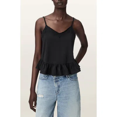 Allsaints Georgia Lace Trim Peplum Camisole In Black
