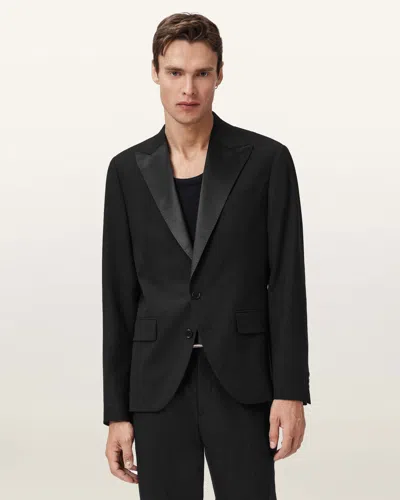 Allsaints Germain Satin Single Breasted Blazer In Black