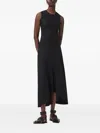 Allsaints Gia Asymmetric Midi Dress In Black