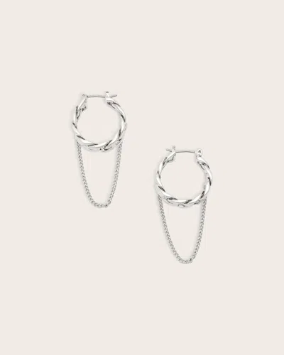 Allsaints Gia Crystal Drop Earrings In Warm Silver