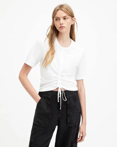 Allsaints Gia Ribbed Long Sleeve T-shirt In White