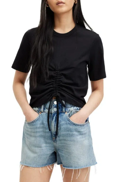 Allsaints Gia Ruched T-shirt In Black