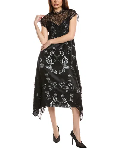 Allsaints Gian Silk-blend Midi Dress In Black