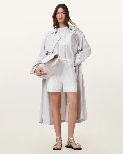 Allsaints Giana Crochet Shorts In Tofu White