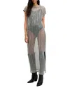 Allsaints Giana Open Knit Maxi Sweater Dress In Silver